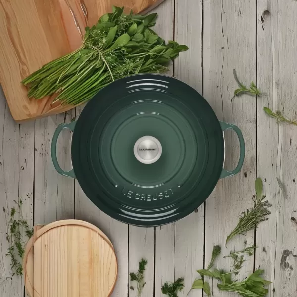 imageLe Creuset Enameled Cast Iron Signature Round Wide Dutch Oven 675 qt CeriseArtichaut