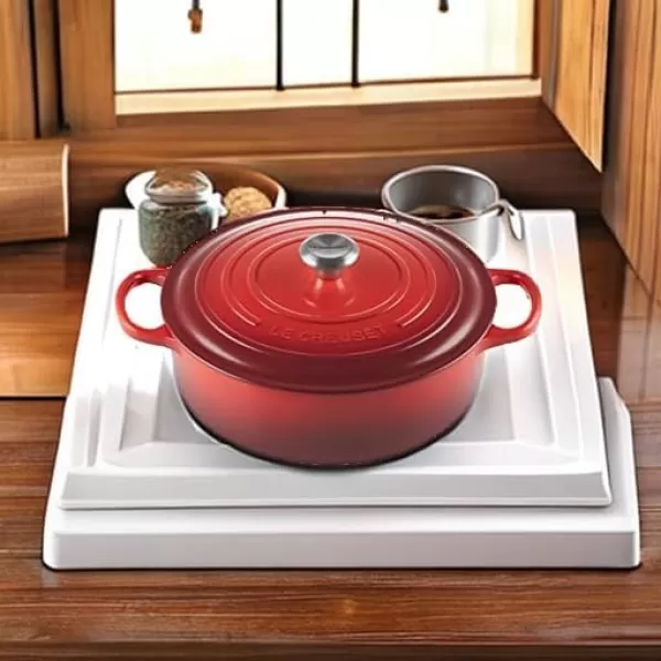 imageLe Creuset Enameled Cast Iron Signature Round Wide Dutch Oven 675 qt CeriseCerise