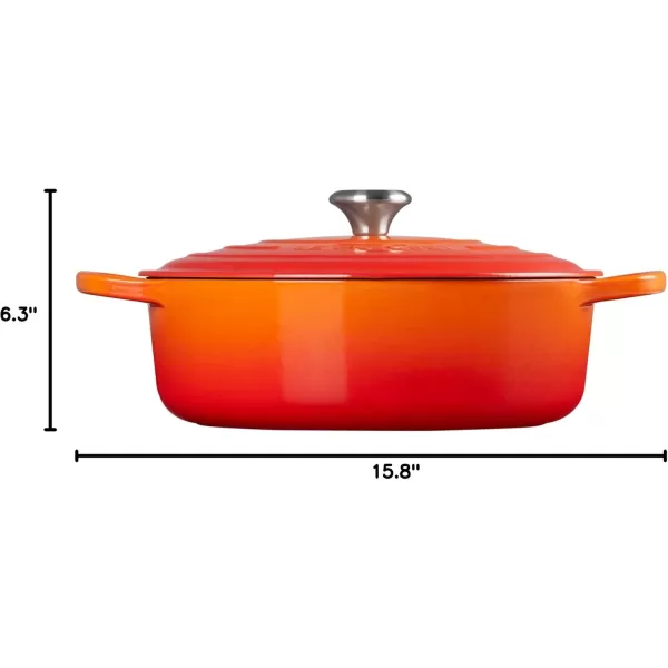 imageLe Creuset Enameled Cast Iron Signature Round Wide Dutch Oven 675 qt CeriseFlame