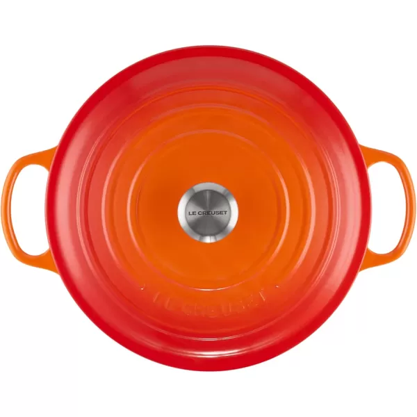 imageLe Creuset Enameled Cast Iron Signature Round Wide Dutch Oven 675 qt CeriseFlame