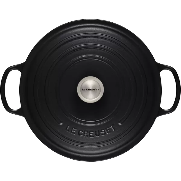imageLe Creuset Enameled Cast Iron Signature Round Wide Dutch Oven 675 qt CeriseLicorice