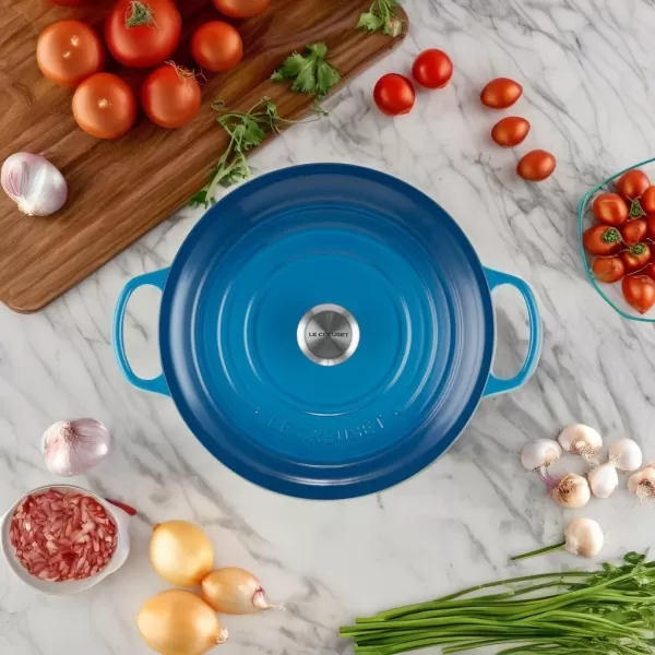 imageLe Creuset Enameled Cast Iron Signature Round Wide Dutch Oven 675 qt CeriseMarseille