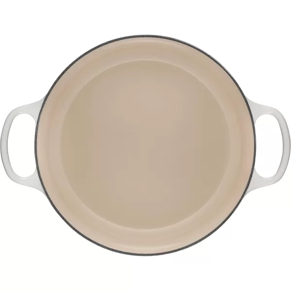 imageLe Creuset Enameled Cast Iron Signature Round Wide Dutch Oven 675 qt CeriseMeringue