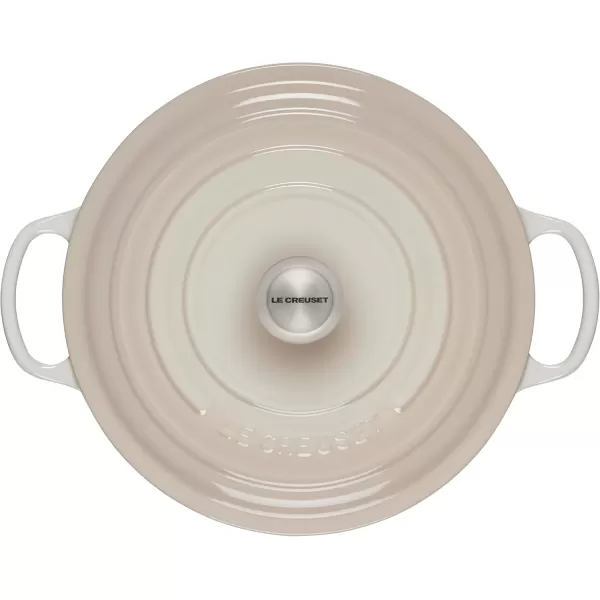 imageLe Creuset Enameled Cast Iron Signature Round Wide Dutch Oven 675 qt CeriseMeringue