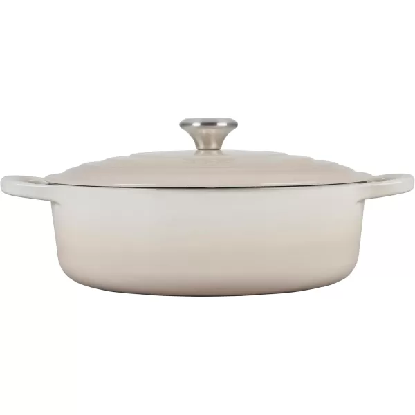 imageLe Creuset Enameled Cast Iron Signature Round Wide Dutch Oven 675 qt CeriseMeringue