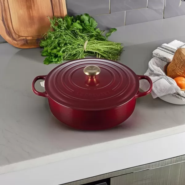 imageLe Creuset Enameled Cast Iron Signature Round Wide Dutch Oven 675 qt CeriseRhone