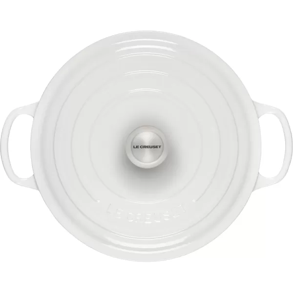 imageLe Creuset Enameled Cast Iron Signature Round Wide Dutch Oven 675 qt CeriseWhite