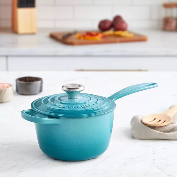 imageLe Creuset Enameled Cast Iron Signature Saucepan 175 qt WhiteCaribbean