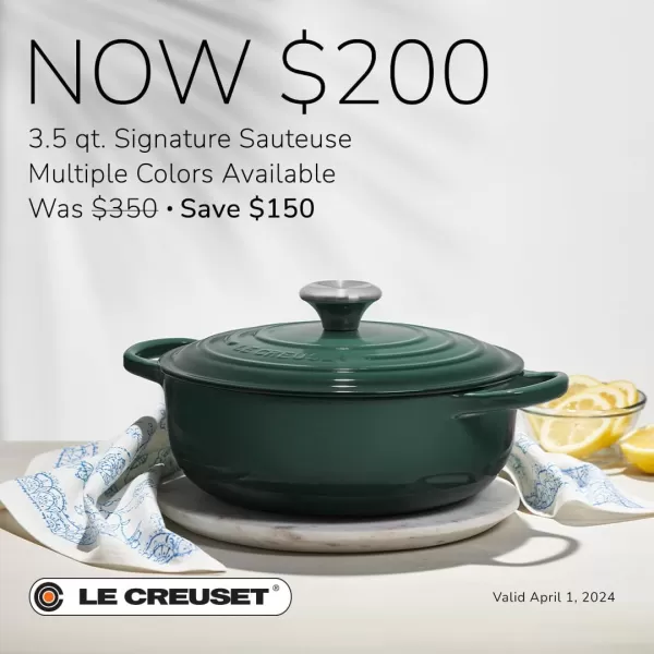 imageLe Creuset Enameled Cast Iron Signature Sauteuse Oven 35 qt MarseilleArtichaut