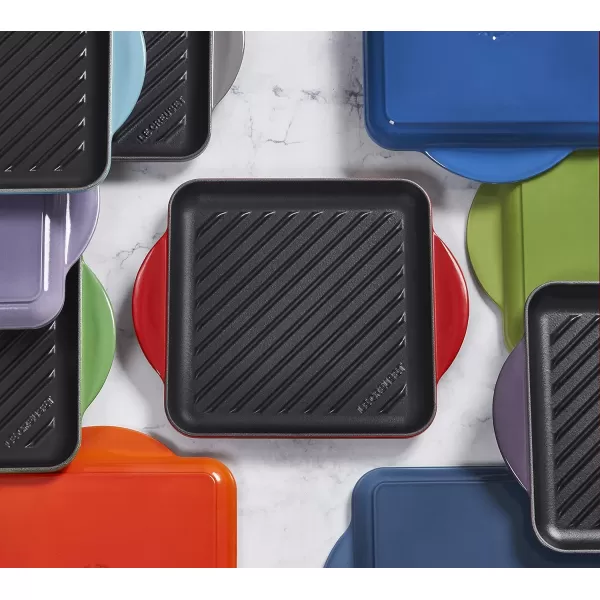 imageLe Creuset Enameled Cast Iron Signature Square Skillet Grill 95quot CeriseDeep Teal