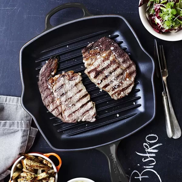 imageLe Creuset Enameled Cast Iron Signature Square Skillet Grill 95quot CeriseLicorice