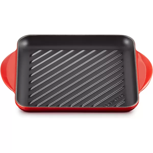 imageLe Creuset Enameled Cast Iron Signature Square Skillet Grill 95quot CeriseMeringue