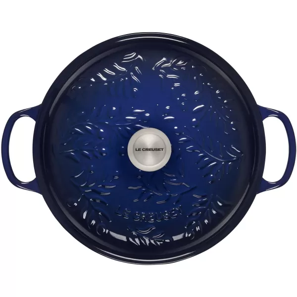 imageLe Creuset Olive Branch Collection Cast Iron Signature Round Braiser 35 Qt OliveIndigo