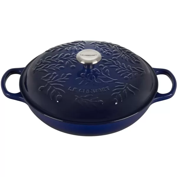 imageLe Creuset Olive Branch Collection Cast Iron Signature Round Braiser 35 Qt OliveIndigo