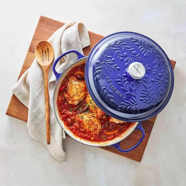 imageLe Creuset Olive Branch Collection Cast Iron Signature Round Braiser 35 Qt OliveIndigo