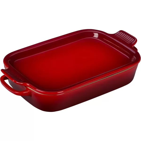 imageLe Creuset Stoneware Rectangular Dish with Platter Lid 14 34quot X 9quot WhiteCerise