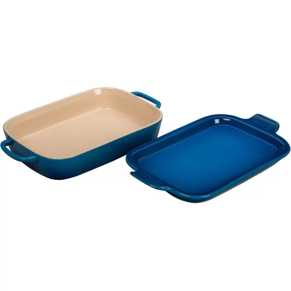 imageLe Creuset Stoneware Rectangular Dish with Platter Lid 14 34quot X 9quot WhiteMarseille