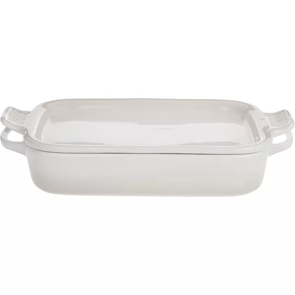 imageLe Creuset Stoneware Rectangular Dish with Platter Lid 14 34quot X 9quot WhiteMeringue