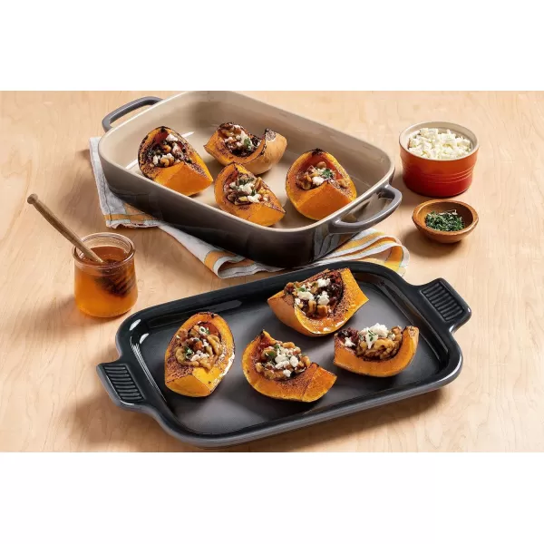 imageLe Creuset Stoneware Rectangular Dish with Platter Lid 14 34quot X 9quot WhiteOyster