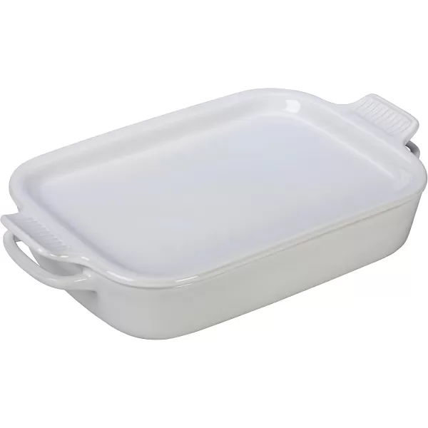 imageLe Creuset Stoneware Rectangular Dish with Platter Lid 14 34quot X 9quot WhiteWhite