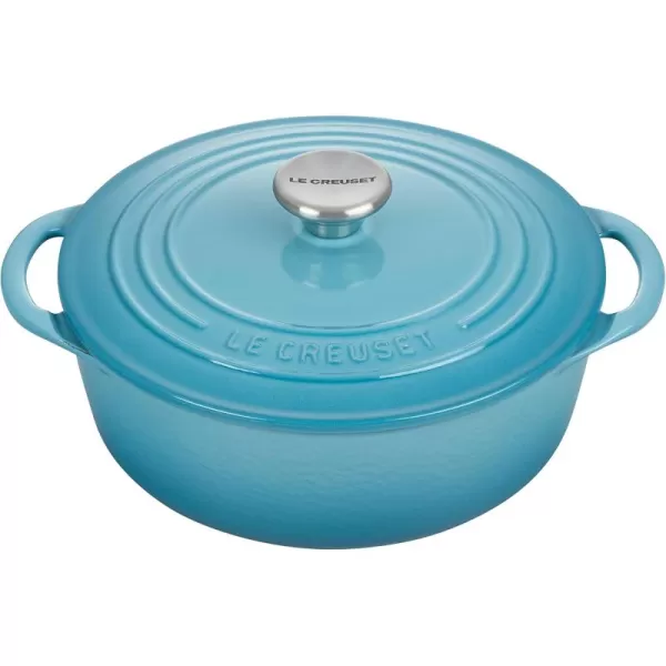 imageLe Creuset Enameled Cast Iron Shallow Round Oven 275 Qt FlameCaribbean