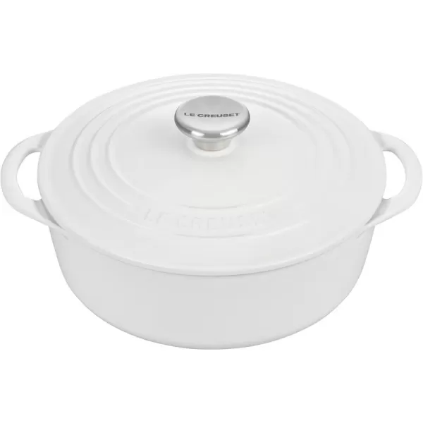 imageLe Creuset Enameled Cast Iron Shallow Round Oven 275 Qt FlameWhite