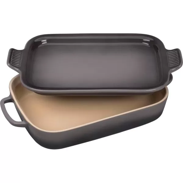 imageLe Creuset Stoneware Rectangular Dish with Platter Lid 14 34quot X 9quot WhiteOyster