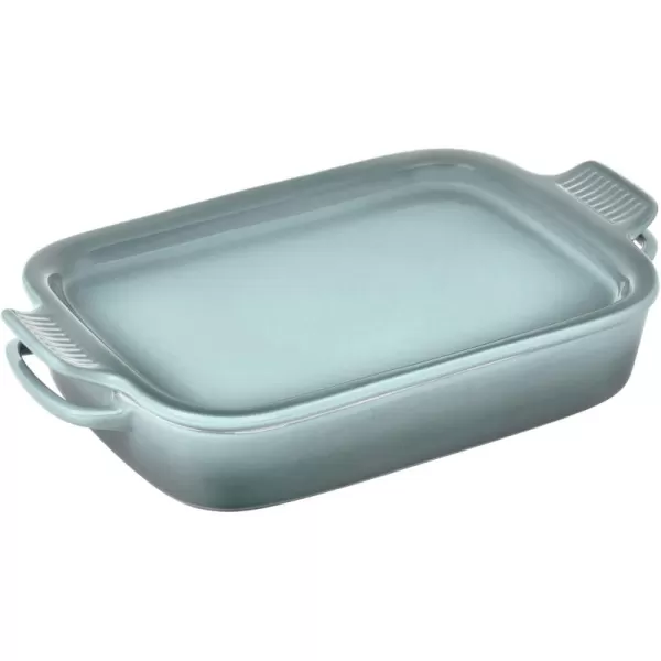 imageLe Creuset Stoneware Rectangular Dish with Platter Lid 14 34quot X 9quot WhiteSea Salt