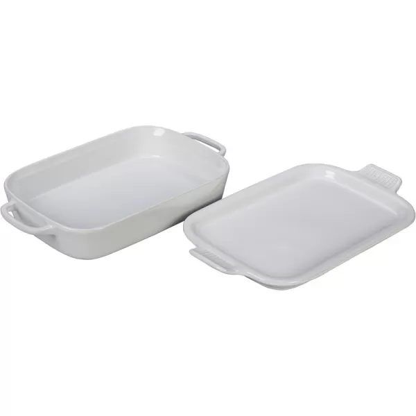 imageLe Creuset Stoneware Rectangular Dish with Platter Lid 14 34quot X 9quot WhiteWhite