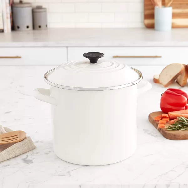 imageLe Creuset Enamel On Steel Stockpot 16 qt CeriseWhite