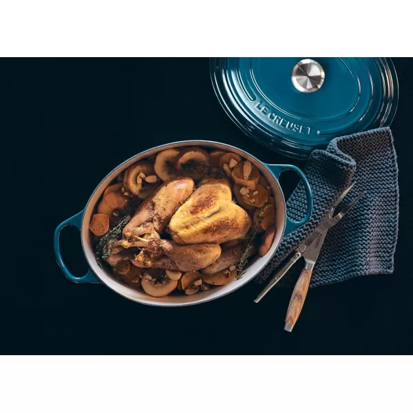 imageLe Creuset Enameled Cast Iron Signature Oval Dutch Oven 675 qt Deep Teal