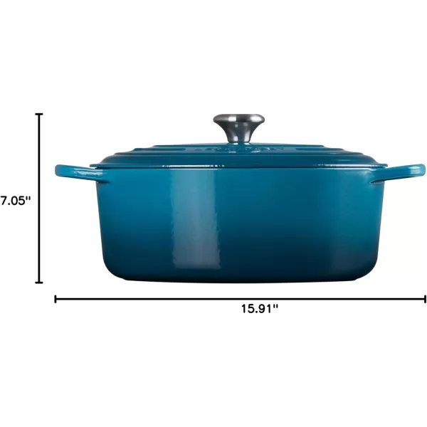 imageLe Creuset Enameled Cast Iron Signature Oval Dutch Oven 675 qt Deep Teal