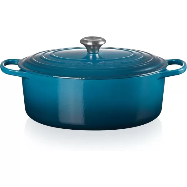 imageLe Creuset Enameled Cast Iron Signature Oval Dutch Oven 675 qt Deep Teal