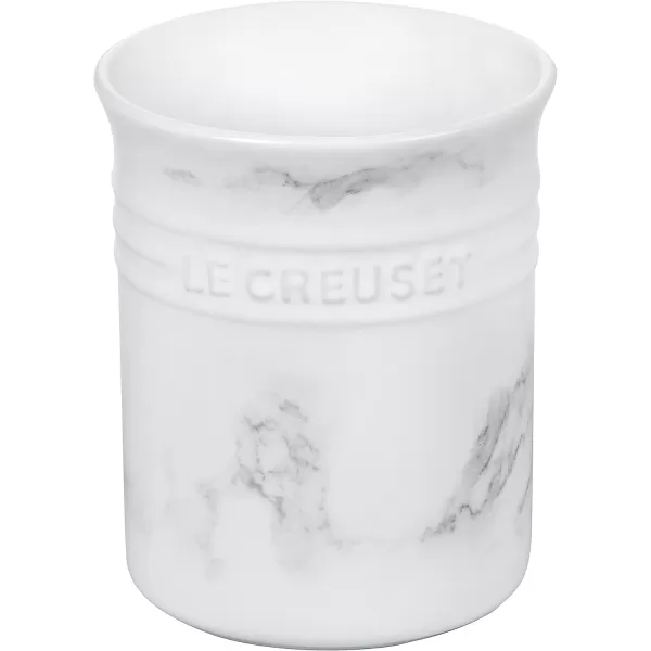 imageLe Creuset Silicone Craft Series Utensil Set with Stoneware Crock 5 pc WhiteMarble