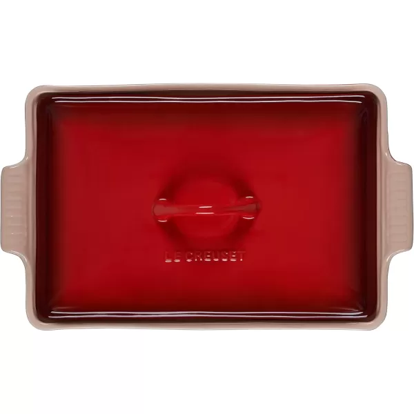 imageLe Creuset Stoneware Heritage Covered Rectangular Casserole 4 qt 12quot x 9quot CeriseCerise