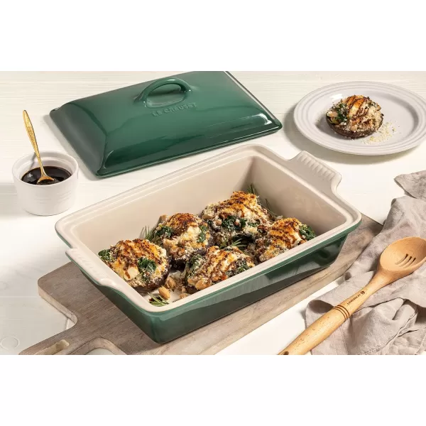 imageLe Creuset Stoneware Heritage Covered Rectangular Casserole 4 qt 12quot x 9quot CeriseCerise