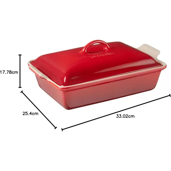 imageLe Creuset Stoneware Heritage Covered Rectangular Casserole 4 qt 12quot x 9quot CeriseCerise