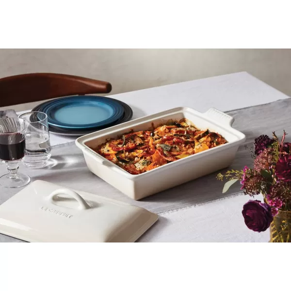 imageLe Creuset Stoneware Heritage Covered Rectangular Casserole 4 qt 12quot x 9quot CeriseCerise