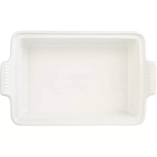 imageLe Creuset Stoneware Heritage Covered Rectangular Casserole 4 qt 12quot x 9quot CeriseMeringue