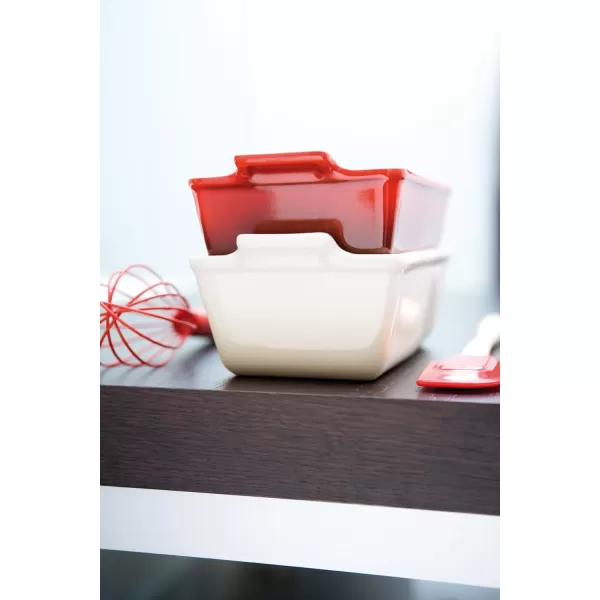 imageLe Creuset Stoneware Heritage Loaf Pan 9quot x 5quot x 3quot 15 qt WhiteCerise