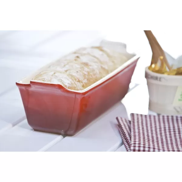 imageLe Creuset Stoneware Heritage Loaf Pan 9quot x 5quot x 3quot 15 qt WhiteCerise
