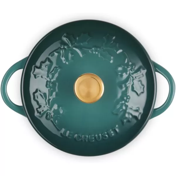 imageLe Creuset Stoneware Holly Collection Mini Round Cocotte 8 Oz Cerise with Gold KnobArtichaut