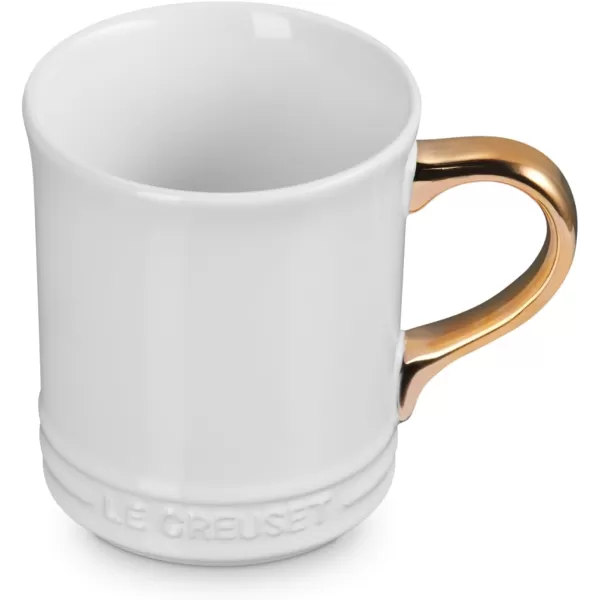 imageLe Creuset Vancouver Mug with Gold Metallic Handle 14 oz Sea SaltWhite