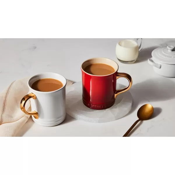 imageLe Creuset Vancouver Mug with Gold Metallic Handle 14 oz Sea SaltWhite