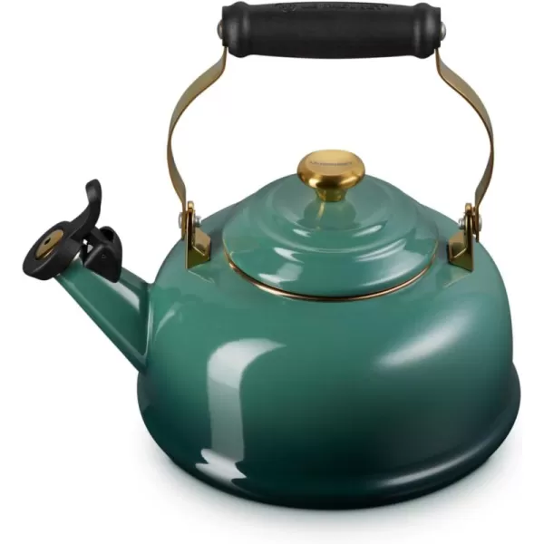 imageLe Creuset Enamel on Steel Whistling Tea Kettle with Gold Finishes 17 qt CeriseArtichaut