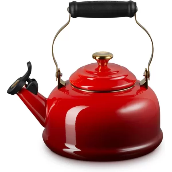 imageLe Creuset Enamel on Steel Whistling Tea Kettle with Gold Finishes 17 qt CeriseCerise
