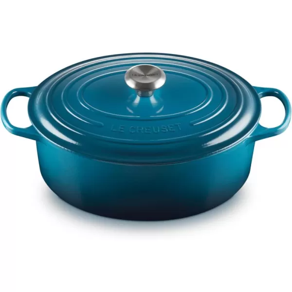 imageLe Creuset Enameled Cast Iron Signature Oval Dutch Oven 675 qt Deep Teal