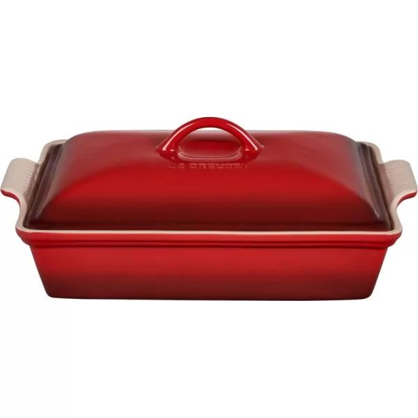 imageLe Creuset Stoneware Heritage Covered Rectangular Casserole 4 qt 12quot x 9quot CeriseCerise