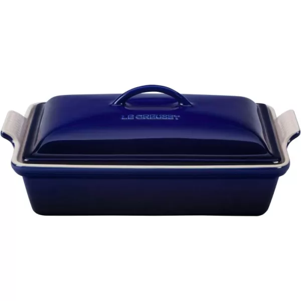 imageLe Creuset Stoneware Heritage Covered Rectangular Casserole 4 qt 12quot x 9quot CeriseIndigo