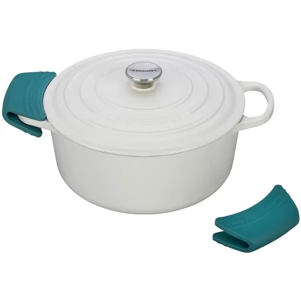 imageLe Creuset Silicone Set of 2 Handle Grips 5quot x 2 12quot each Sea SaltCarribbean